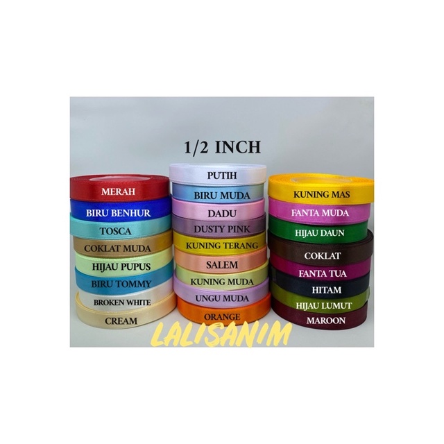 

Pita Satin 1/2 Inch | Pita 1.2 Cm (Harga PER ROLL)