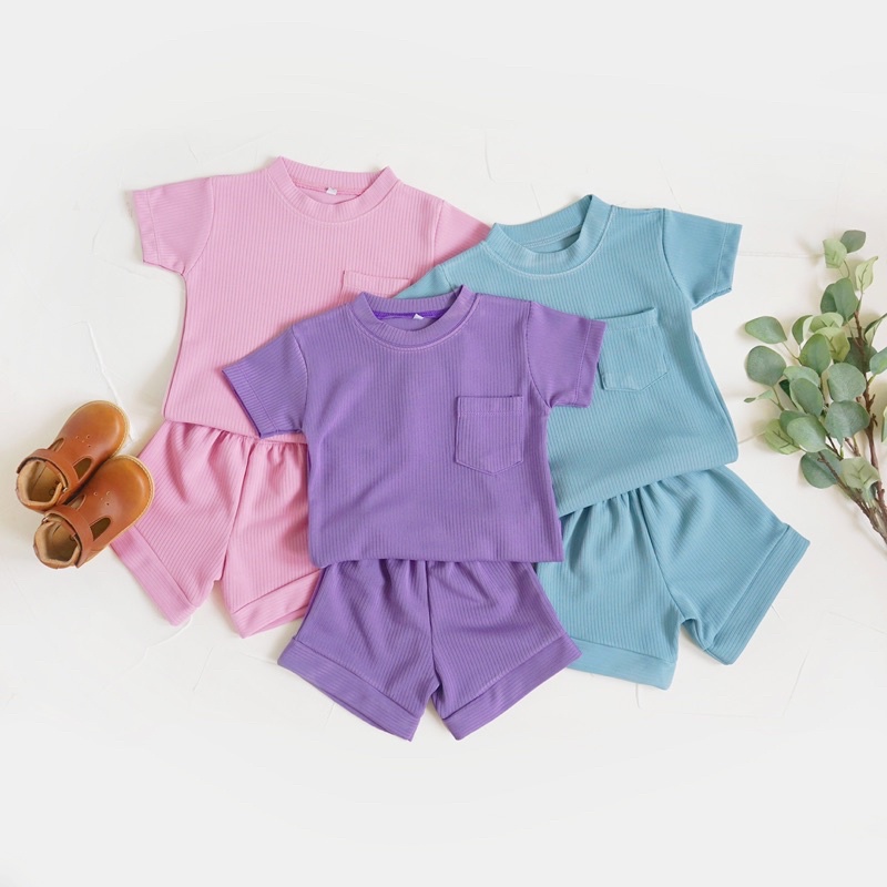 Mango playset Baju Anak Setelan Kaos Celana Pendek Unisex / Baju harian anak / dailywear