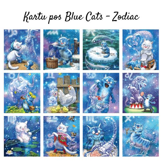 

Blue Cats Zodiac Postcard series