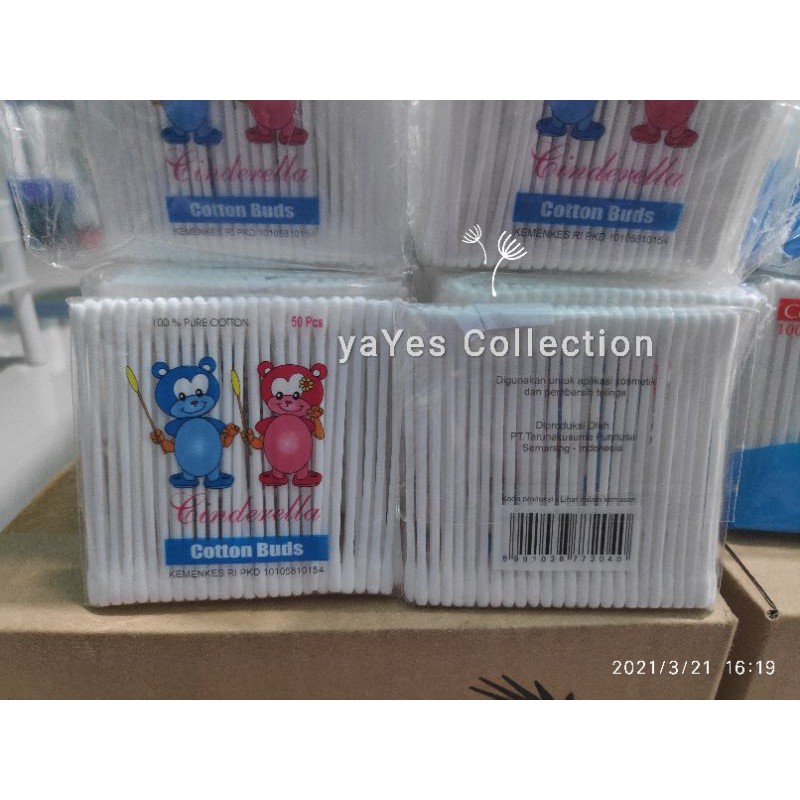 Cotton Buds Cinderella Baby Dewasa 100 - 50 pcs anak extra Fine Korek kuping Pembersih telinga pure