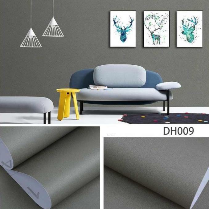 Jualan Wallpaper Dinding Wallpaper Sticker Dinding Abu-Abu Tua Polos Elegan Hemat