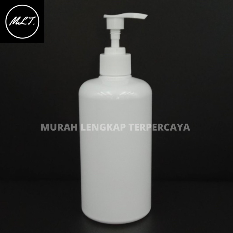 BOTOL PUMP 500 ML PUTIH GLOSSY FULL PUTIH PET/ BOTOL POMPA 500 ML LOTION PUMP PUTIH