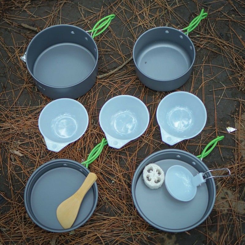 Paket Cooking set isi 4 DS 301 + Kompor Windproof kemping Nesting camping COOKING SET DS 301