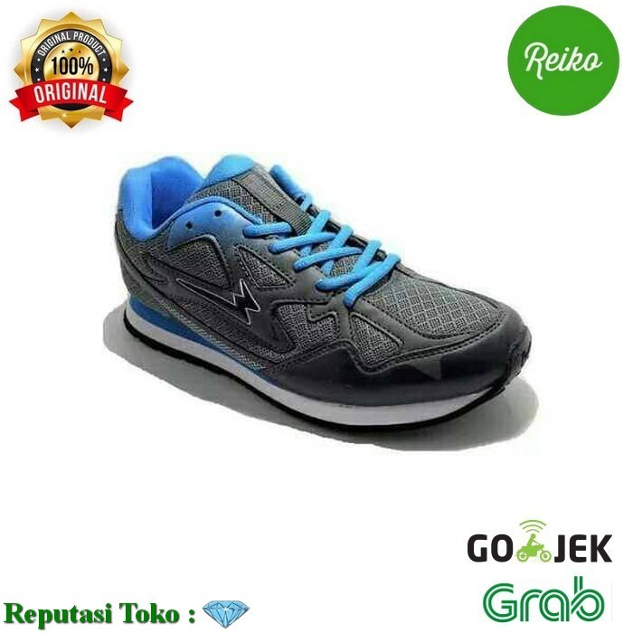 Sepatu Olahraga Eagle Aero Running Lari 100 ORIGINAL - Grey Blue 37