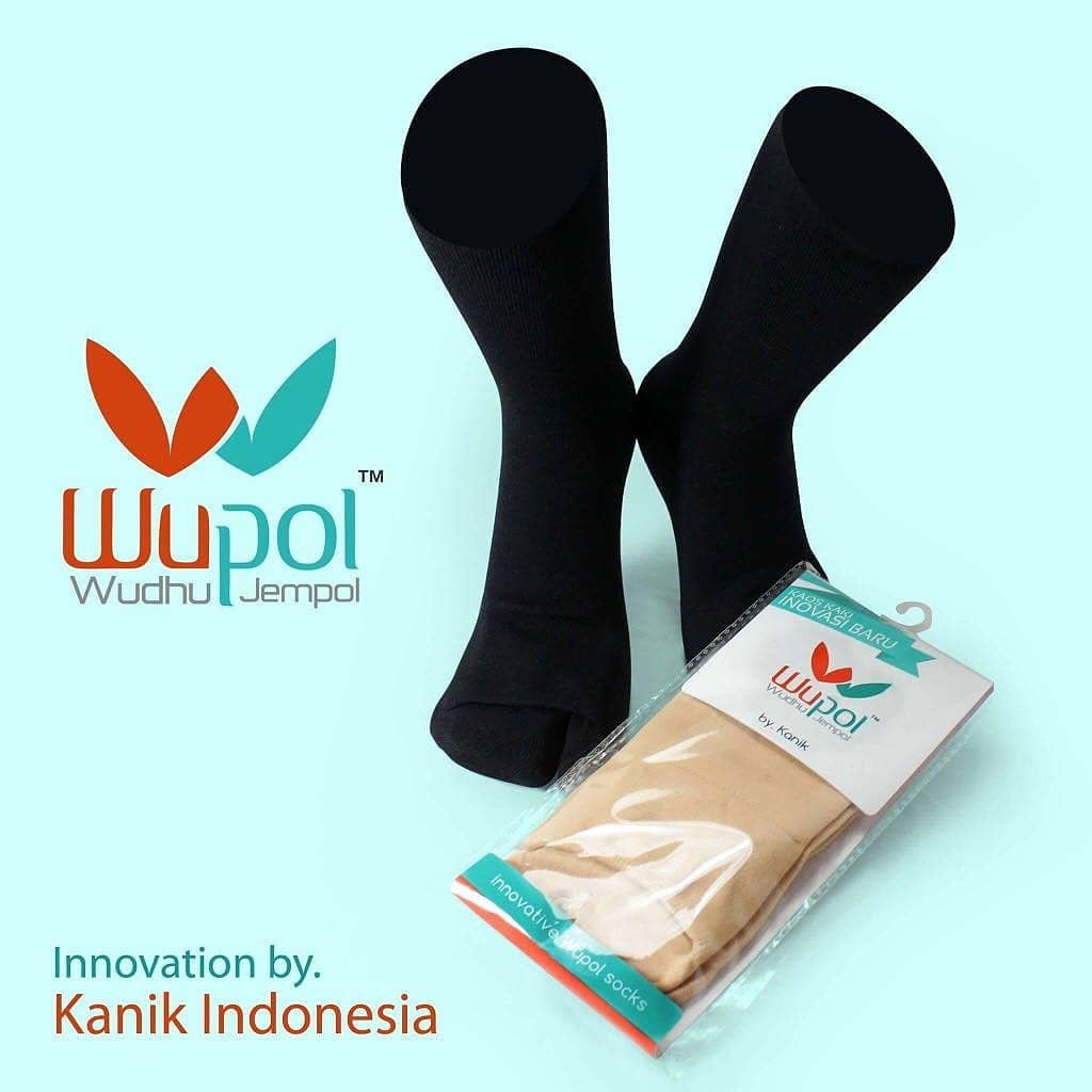 Kaos Kaki Wudhu Jempol Muslimah - Kanik Infinity Wupol Allsize Polos-Hitam