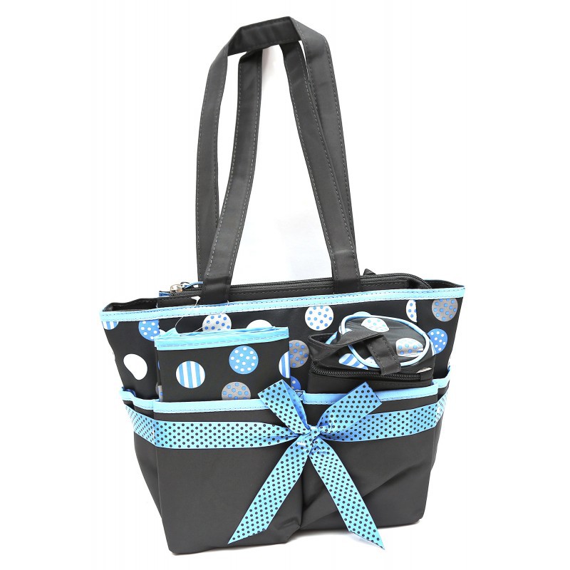 Colorland 4 in 1 Diaper Shoulder Bag - Black with Blue Bubble