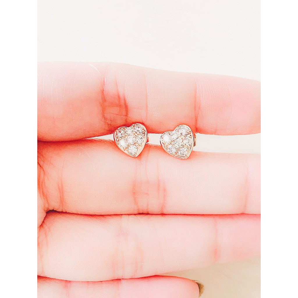 Anting Wanita Mode Love 3D Zirconia Gold-1