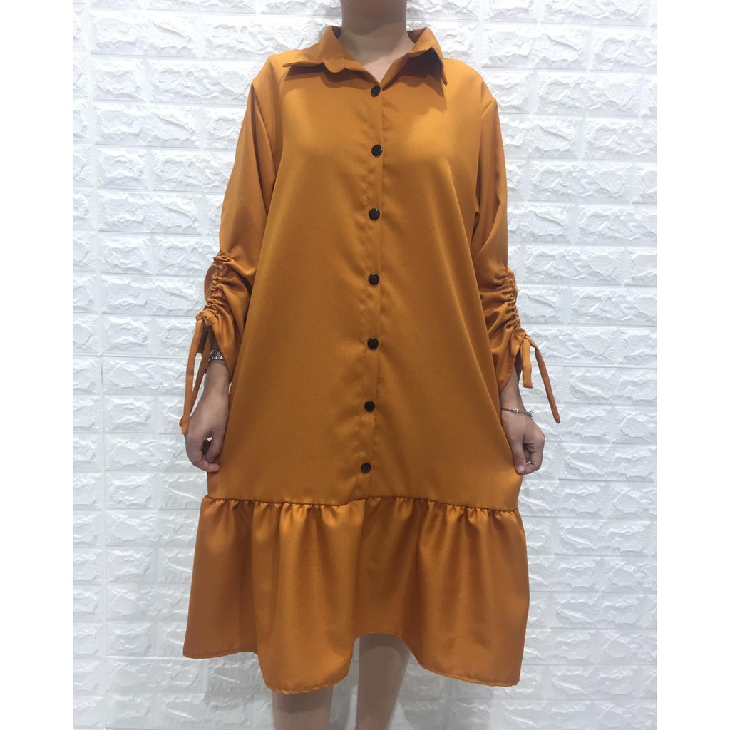 KEMEJA TUNIK WANITA CREPE LENGAN SERUT