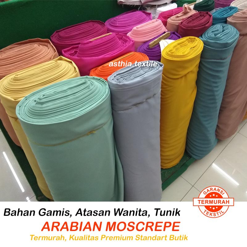 Kain Arabian Moscrepe Bahan Gamis Dress Party Warna