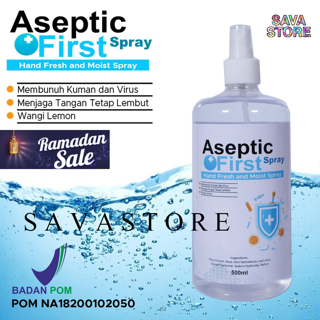 HAND SANITIZER CAIR 500ML ASEPTIC FIRST SPRAY ANTI VIRUS ANTI BAKTERI - ECER GROSIR