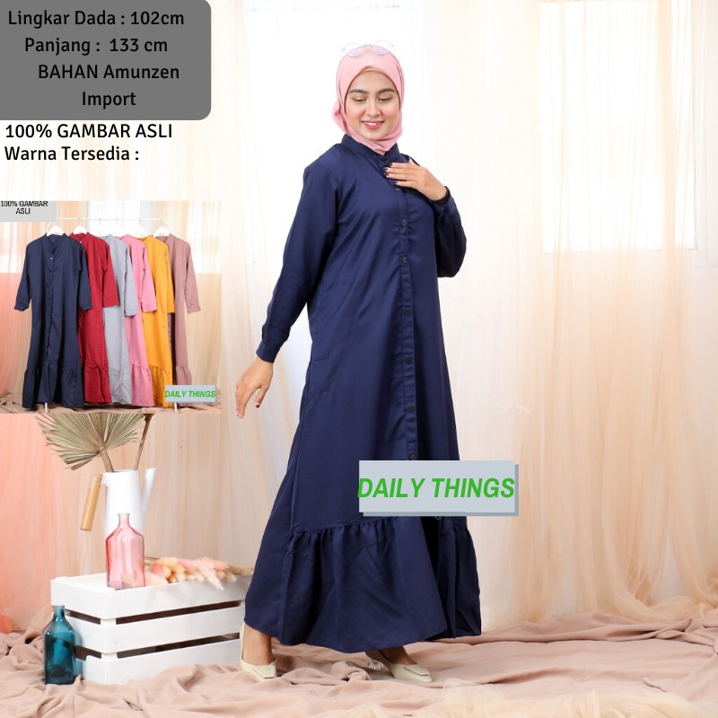 Daily Things Gamis Lebaran Rumbai Kancing Lika Fit XL LD 104cm