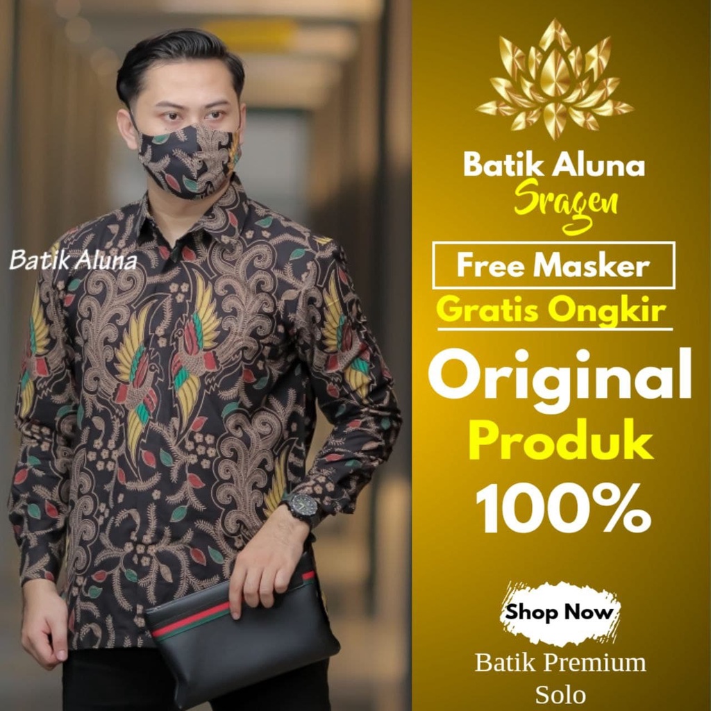 Batik Pria Lengan Panjang Keratonan Solo Premium Produksi Aluna Modern Kombinasi Kerja Kantor Keris 