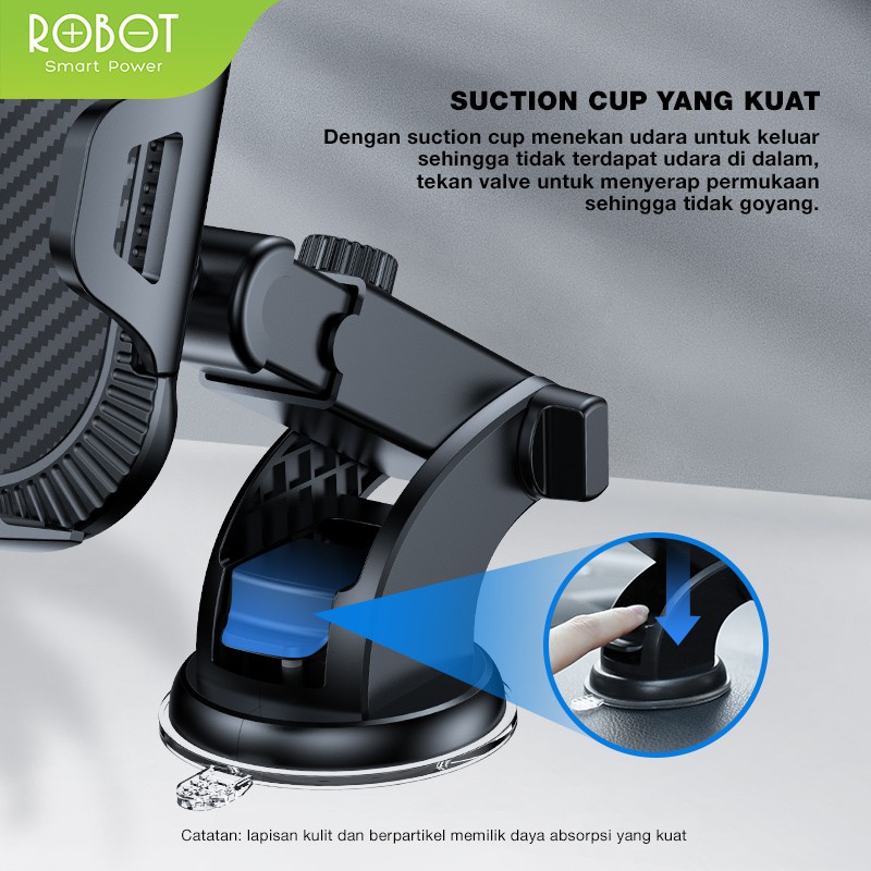 ROBOT RT-CH12 Suction Cup Automatic Lock 360 ° Universal Car Holder Original - Garansi 1 Tahun