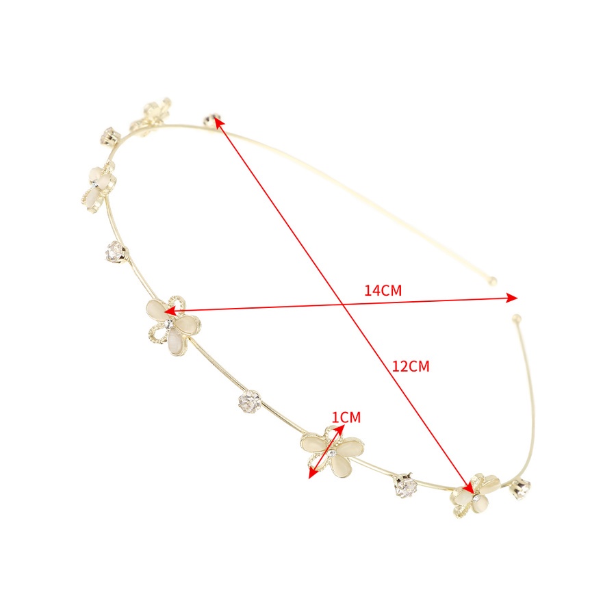 Bando Desain Bunga Aksen Mutiara Dan Berlian Imitasi Bahan Metal Warna Emas Gaya Korea Untuk Wanita
