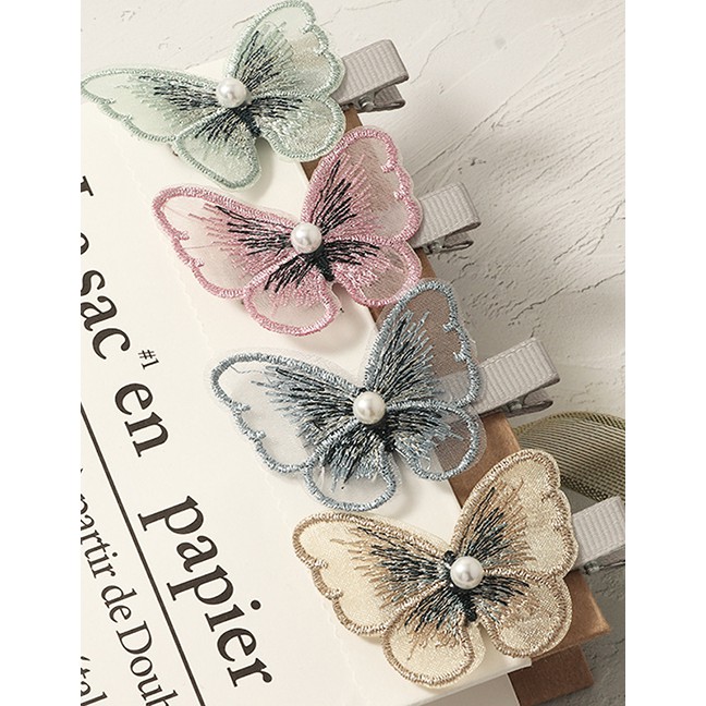 LRC Jepit Rambut Fashion dimensional Butterfly Pearl Mesh Embroidery Hair Clip K41632