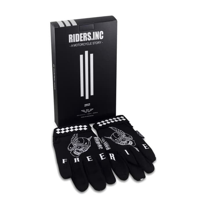 Sarung Tangan Gloves Skull Hitam Touchscreen ( Glove / Motor / Riding)