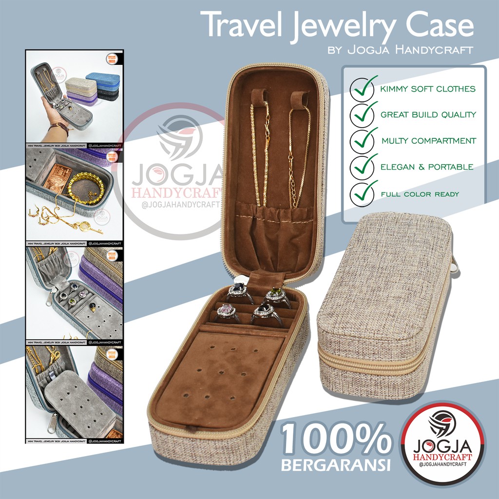 Travel Mini Jewelry Box Tempat Penyimpanan Perhiasan Emas &amp; Aksesoris Kalung, Cincin, Anting, Gelang