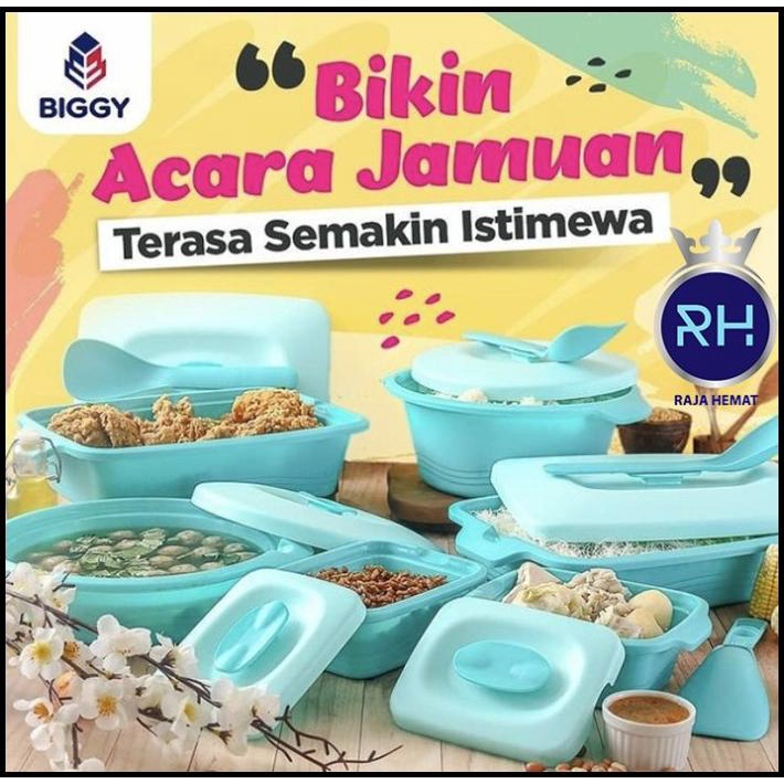 Biggy Aquamarine Tempat Kotak Piknik Set Prasmanan 6 Pcs