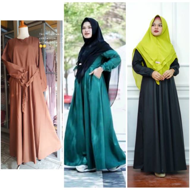 Gamis SA Polos Sekararum Fashion / Coklat sz. XL / Reseller Sekararum Fashion / Gamis Toyobo polos