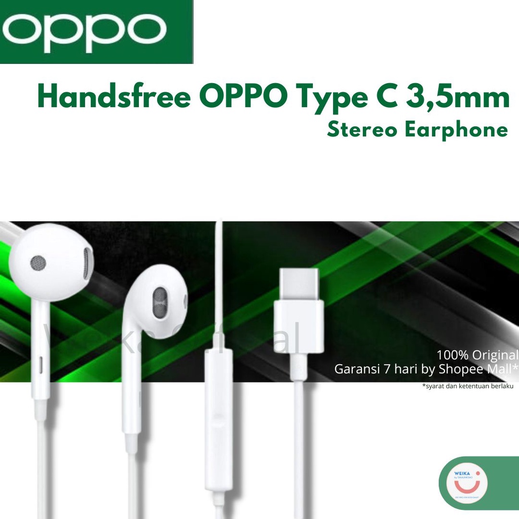 Headset Handsfree Type C 3.5MM Stereo for Oppo R17 Pro/Find X/Reno 3 Pro/Reno 5G/Reno X