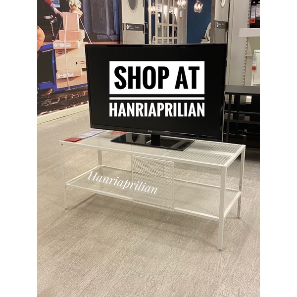Meja TV Industrial Putih, TV Bench Minimalis Putih, Meja TV Besi, Meja TV scandinavian