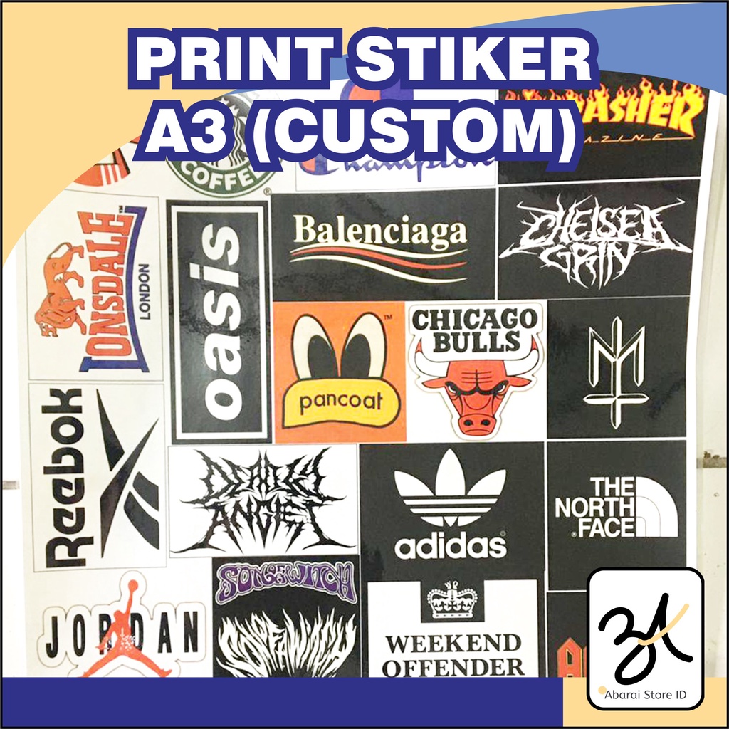 Cetak Sticker Vinyl Custom A3+ Laminasi Doff / Glossy / Stiker Olshop / Produk / Logo / Tahan Lama