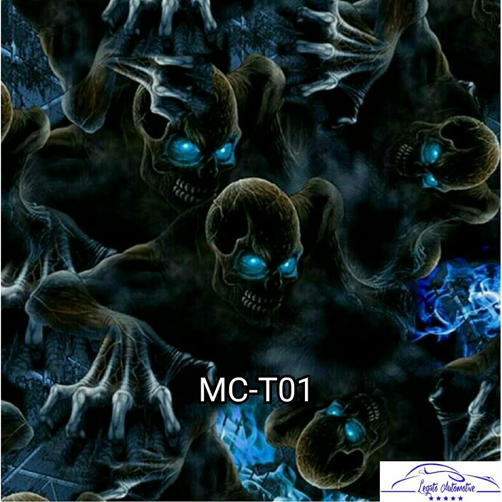 MC-T01 Film Water Printing WTP Hydrographics Carbon Celup Motif Tengkorak Bukan Stiker Polet Skotlet
