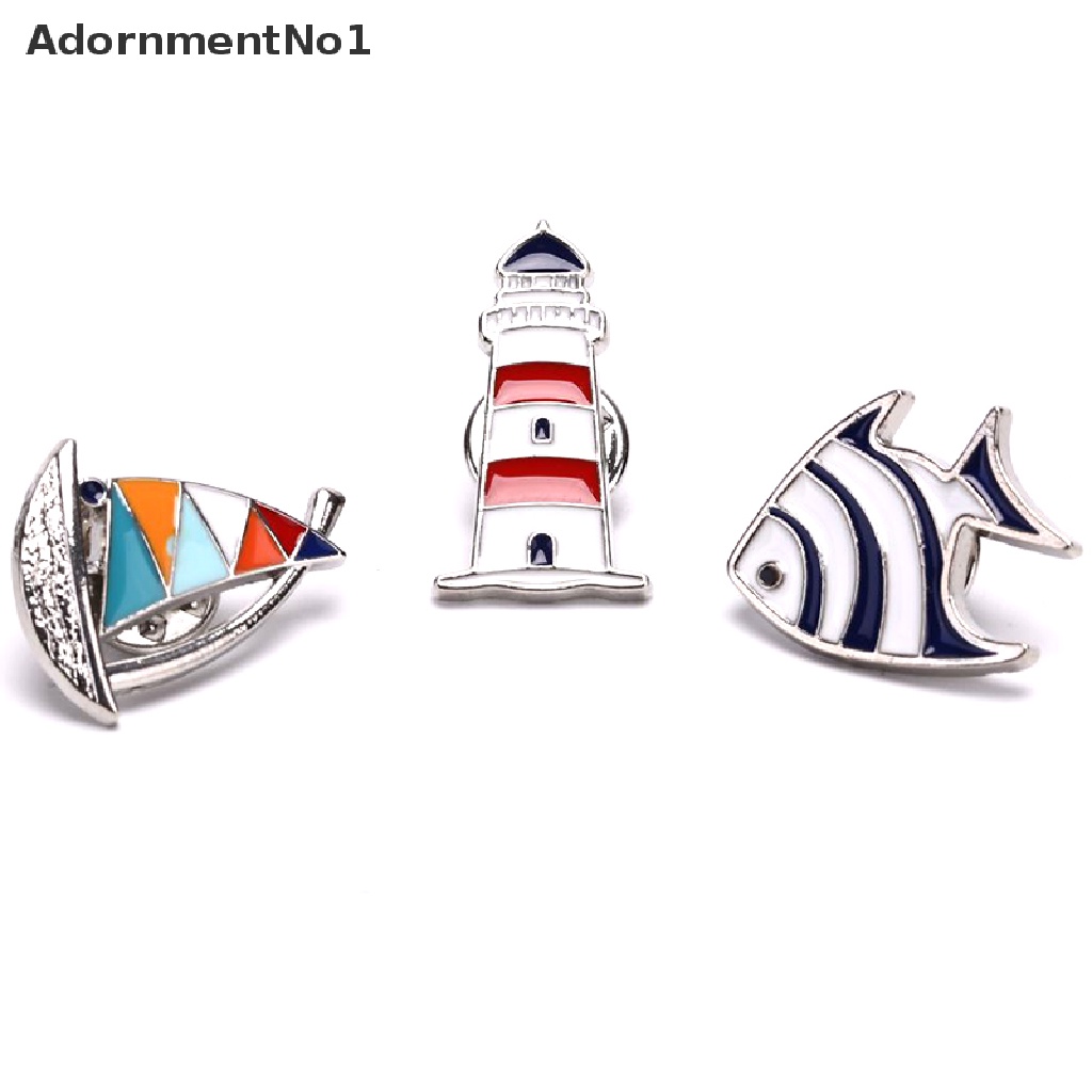 (AdornmentNo1) Bros Pin Enamel Desain Perahu Layar / Ikan Aksesoris Fashion Wanita