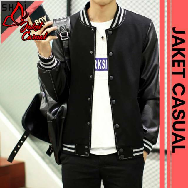 Jaket Semi Kulit Terbaru / Jaket Pria BaseBall / New Alghazali