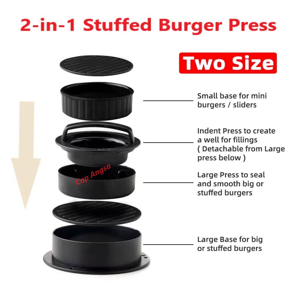 ALAT CETAK DAGING HAMBURGER CETAKAN BURGER PRESS ROUND BEEF PATTY MAKER BBQ MOLD BUNDAR 2 SIZE