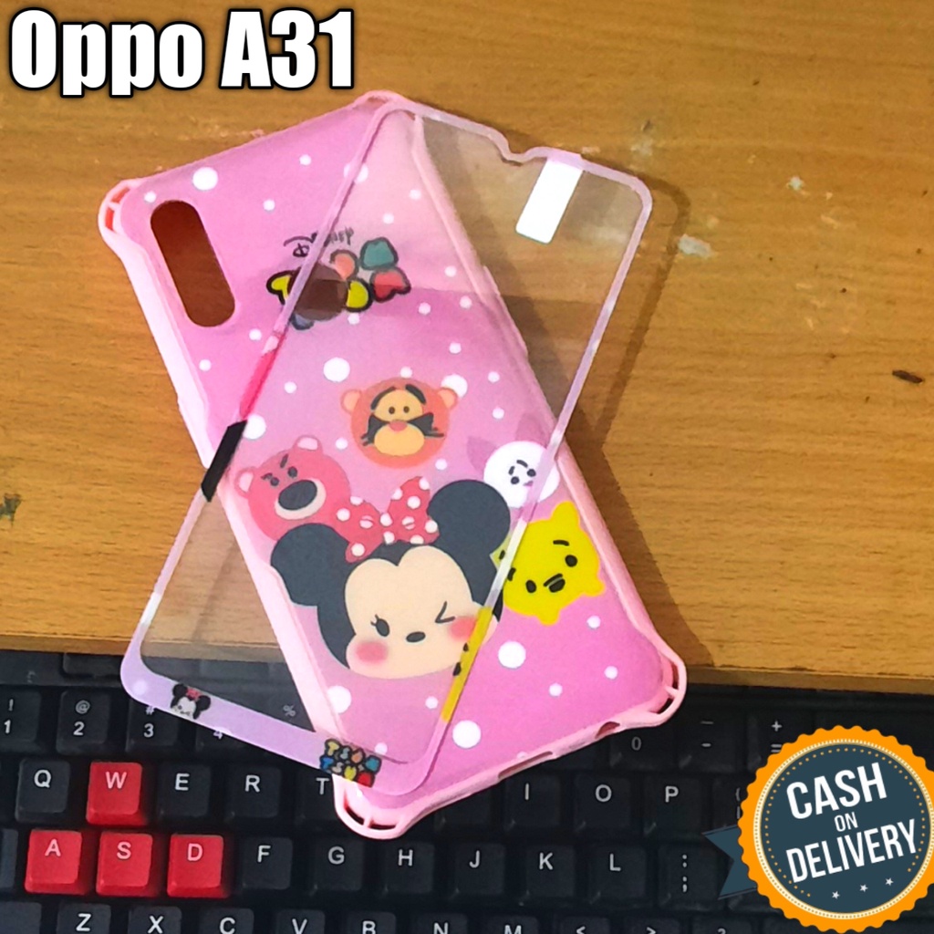 case hp oppo A31 softcase motif unik plus tempered glass