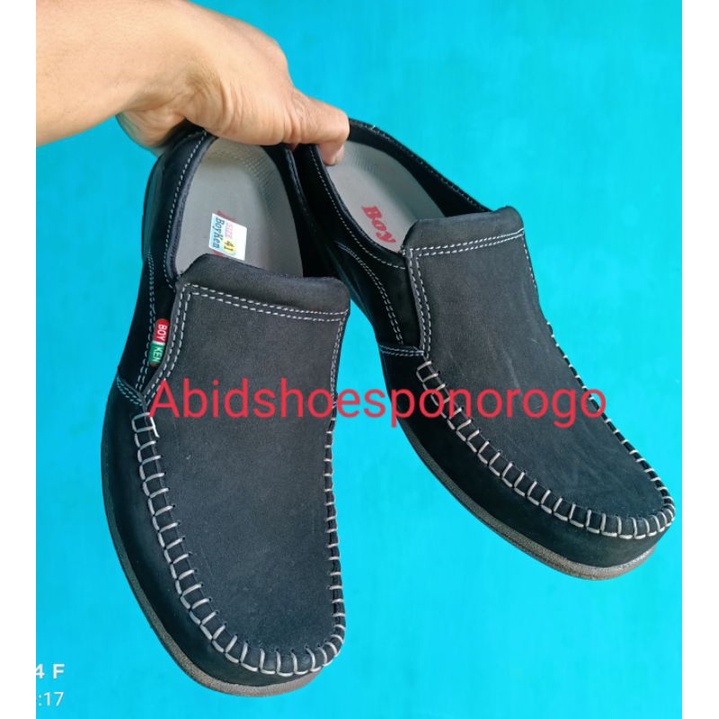 Sandal pria casual santai sepatu sandal slop kulit bludru