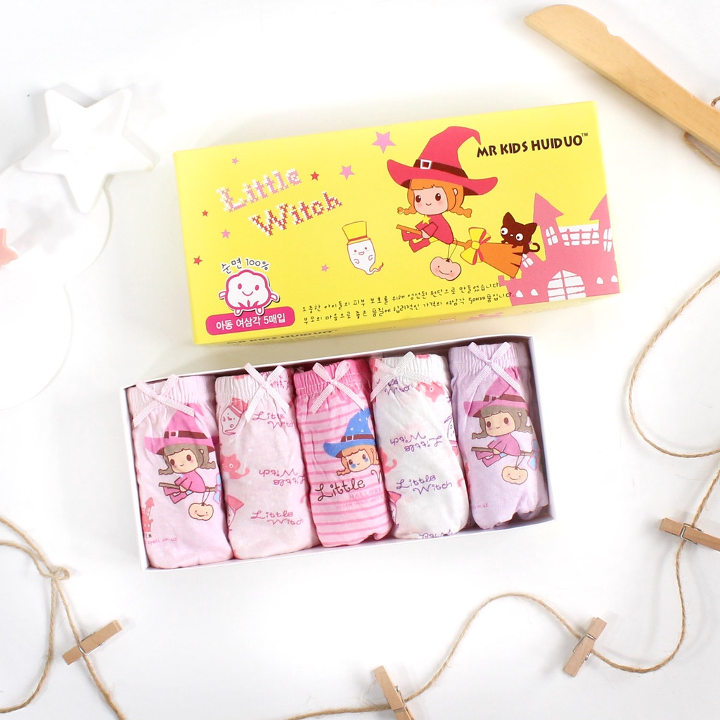 SET Celana Dalam Anak Perempuan Witch Celana Dalam Anak dengan Box Kolor Anak Perempuan Import Little Witch