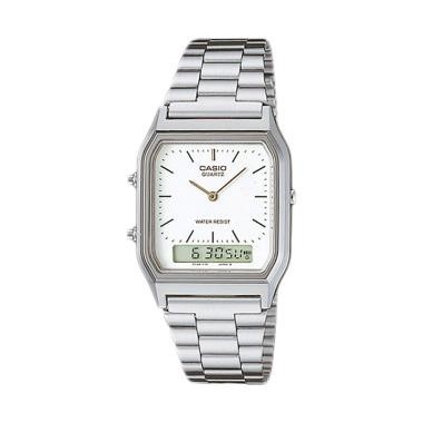 COD ( Bayar Ditempat) Jam Tangan Pria / Wanita Casio Rantai Segi Double Time AQ230