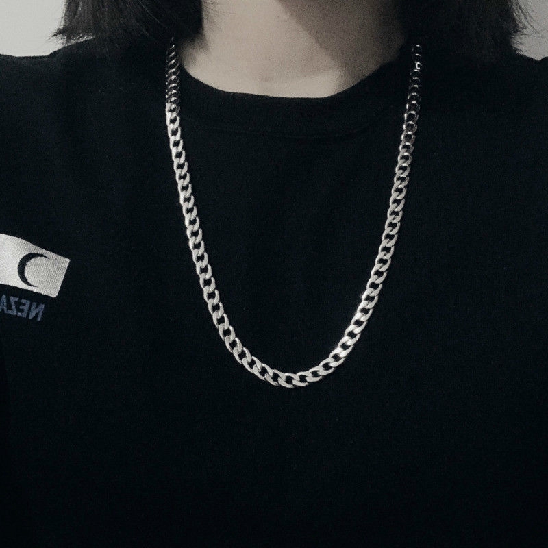 Kalung Rantai Simple Gaya Hip Hop Retro Untuk Pria/Wanita