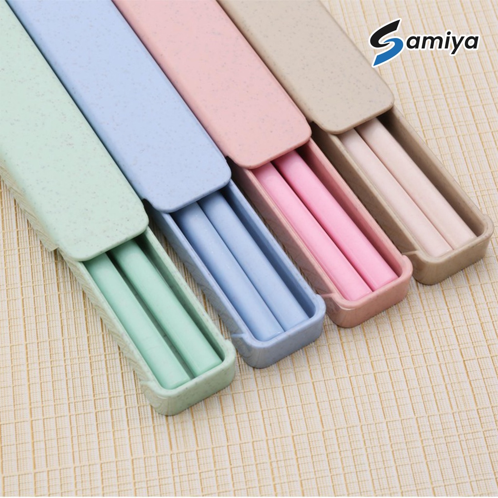 sumpit stainless portable wheat straw free box ( TERIMA CUSTOM PRINT NAMA dan LOGO ) / chopstick sujeo asia korea jepang chinese