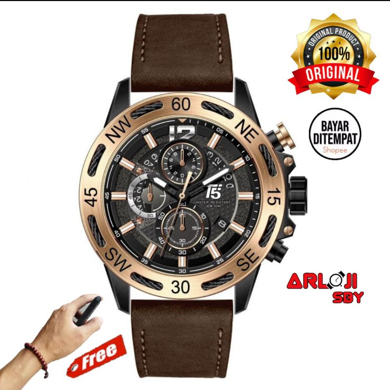 JAM TANGAN PRIA T5 H3807 CHRONO ORIGINAL TAHAN AIR 3 ATM FREE BOX PAPPER BAG || FREE GELANG