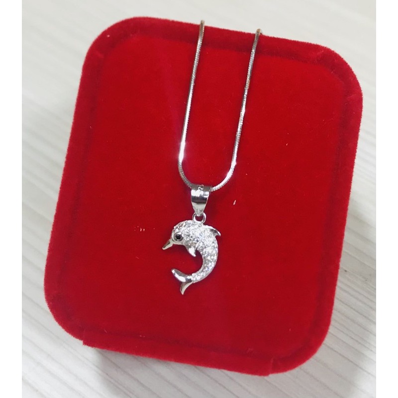 KALUNG LIONTIN PERMTA IKAN LUMBA CASANDRA BULAT PERAK935/PERHIASAN PERAK925 LAPIS EMAS PUTIH /KM345