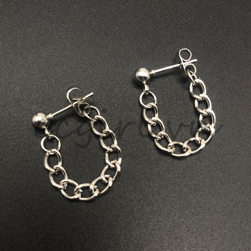 Korean version of the rear hanging chain new trendy design Hong Kong style earrings