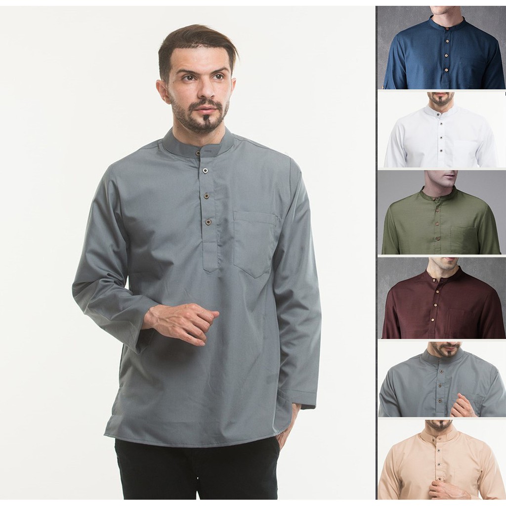 Baju Koko Haidan Bahan Fodu Lengan Panjang Bahan Fodu adem di pakai Koko Muslim Pria Original Distro