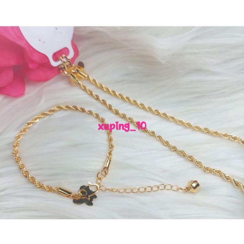 Gelang tangan wanita xuping motif tambang uk18cm berlapis emas