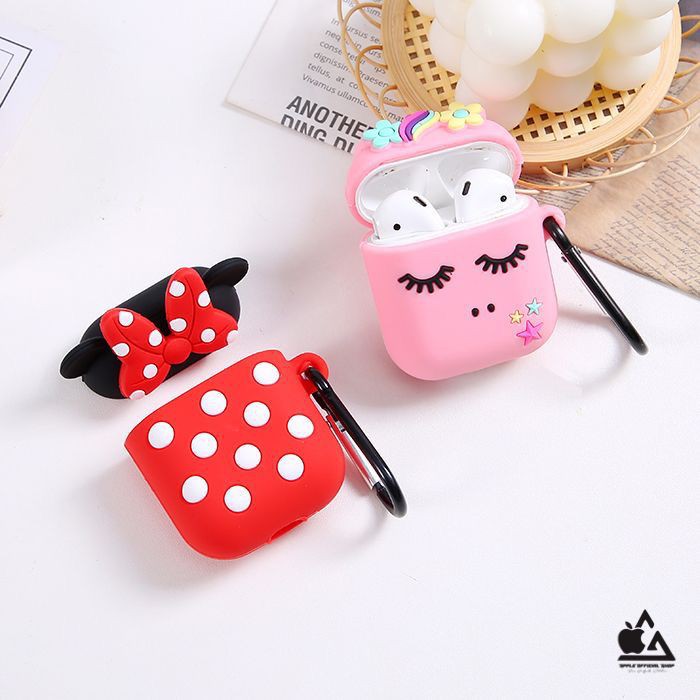 Silicone CASE 3D LUCU APPLE AIRPODS GEN 1 2 MOTIF KARAKTER KARTUN CARTOON Softcase Pouch Kaitan Cantolan