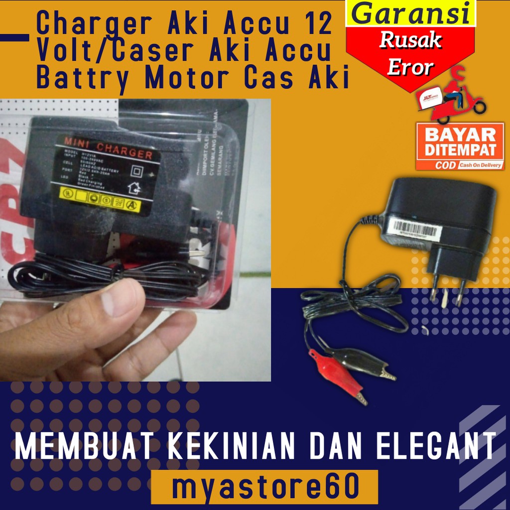 Charger Aki Accu 12 Volt/Caser Aki Accu Battry Motor Ces Cas Aki Semua Motor