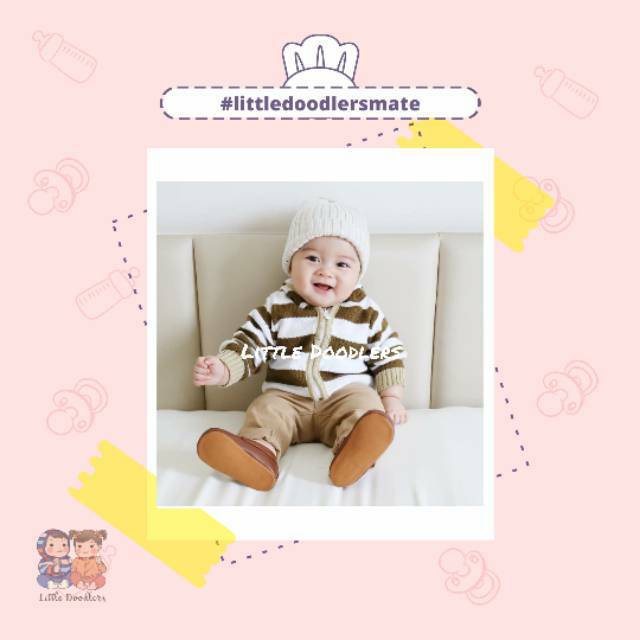 Jaket Hoodie Rajut Sweater Knitting Bayi Laki Laki Muat Sampai 1 tahun