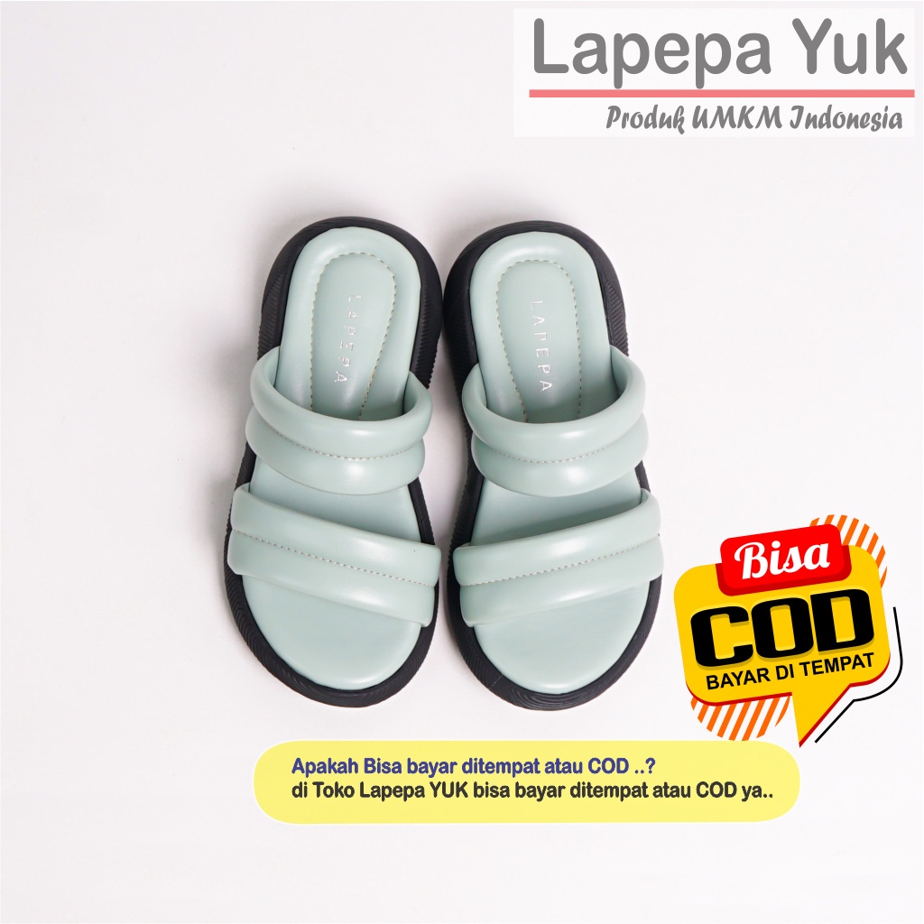 LAPEPA YUK - Sandal Platform Anak Perempuan Usia 2 sampai 10 Tahun ZOYA KIDS Sendal Anak cewek Wedges Wanita Empuk Model Silang Warna MINT Hijau Sage Green Ban dua Lucu cewe Slop Usia Umur 3 4 5 6 7 8 9 thn Tahun Premium Ori Original Mall Official Store