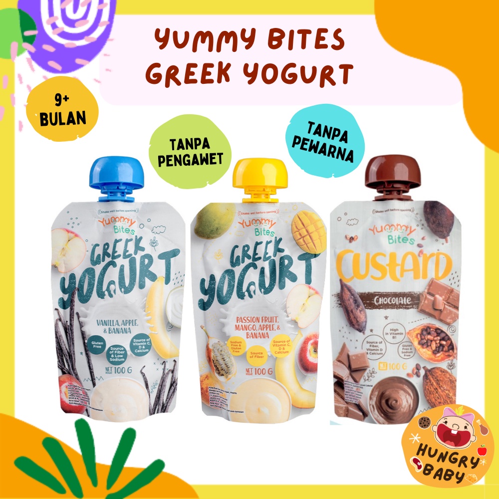 Yummy Bites Greek Yogurt Bayi / Baby Yoghurt / Custard Chocolate 100 g / 9 bulan+
