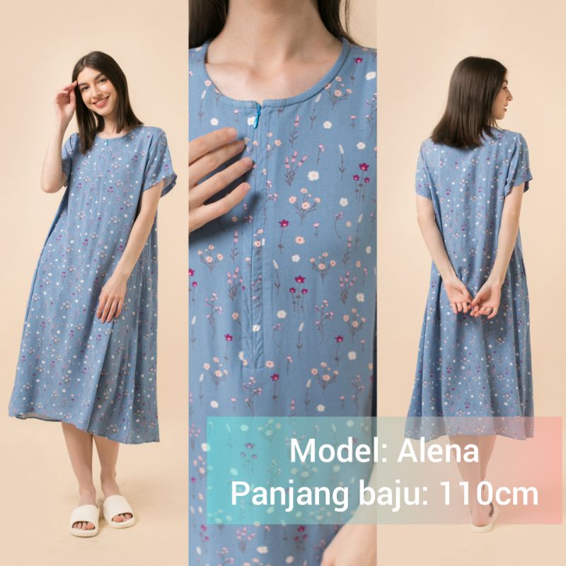 DASTER KHALIFS SLEEPWEAR EXCLUSIVE KHALIF'S ID HOMEWEAR HOMEDRESS RAYON VALENCIA SUPER PREMIUM BUSUI BAJU HAMIL FRIENDLY MIDI NYAMAN GEMES ADEM TERBARU-ALENA Sophia Azure