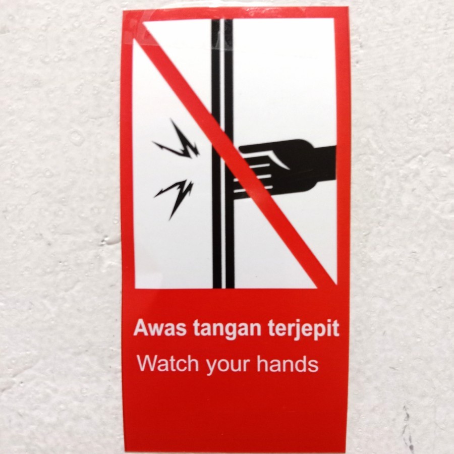 

rambu stiker AWAS TANGAN TERJEPIT/ watch your hands sign stiker rambu