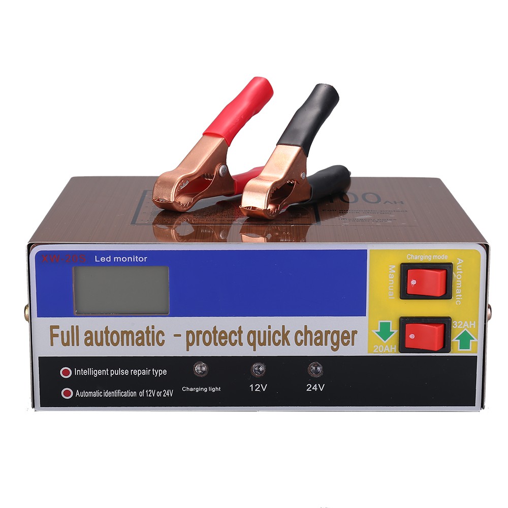 VENUS Charger Aki Mobil Full Automatic Protect Quick Charger 12/24V 100AH with LCD - XW-20S - Golden
