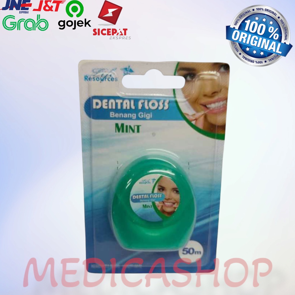 dental floss benang gigi mint / waxed 50m liferesources